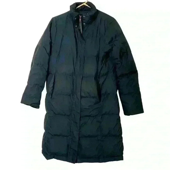 LL Bean black Long Goose Down Puffer Winter Cold Weather Jacket NO Hood-SZ:Small - Picture 1 of 8